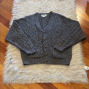 Celtic Country Wool Blue/Gray Cable Knit Cardigan